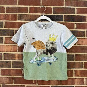 Paper Wings Lion Ostrich On Skateboard Graphic Tee